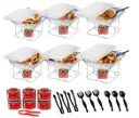 Alpha Living 6 Pack - Disposable Chafing Dish Buffet Set, Half Size Pans, Welded Body Food Warmers for Parties, Fuel Cans Complete Set, Warming Trays