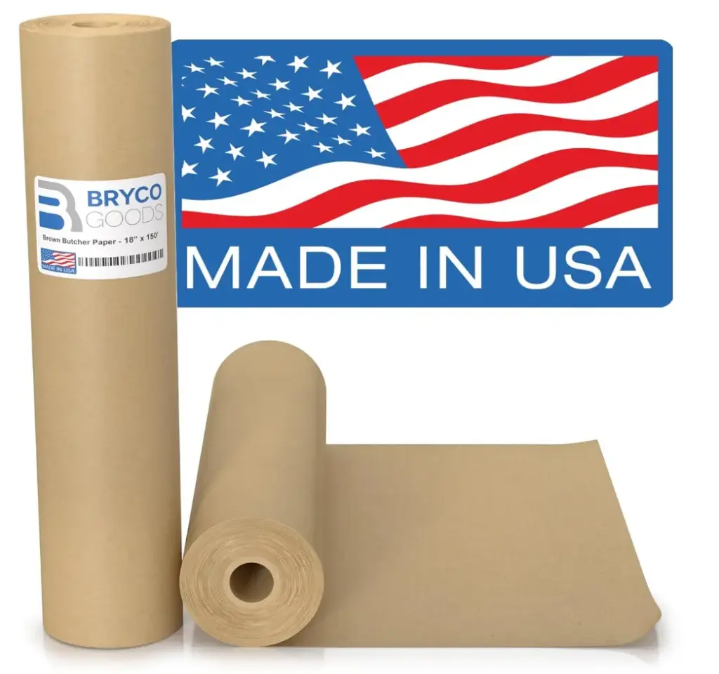 Brown Kraft Butcher Paper Roll - 18 Inch x 150 Feet - USA Made - Food-Grade Paper for Wrapping and Smoking Meat, BBQ, Grilling, Perfect Brisket Crust - Durable, Unbleached, Uncoated & Unwaxed
