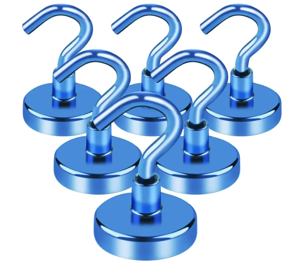 Cruise Essentials, 50Lbs Blue Cruise Magnets, Magnet Hooks for Cruise Cabin,Strong Magnetic Hooks for Hanging Cruise Lanyard, Fridge, Ceiling, 6 Pack
