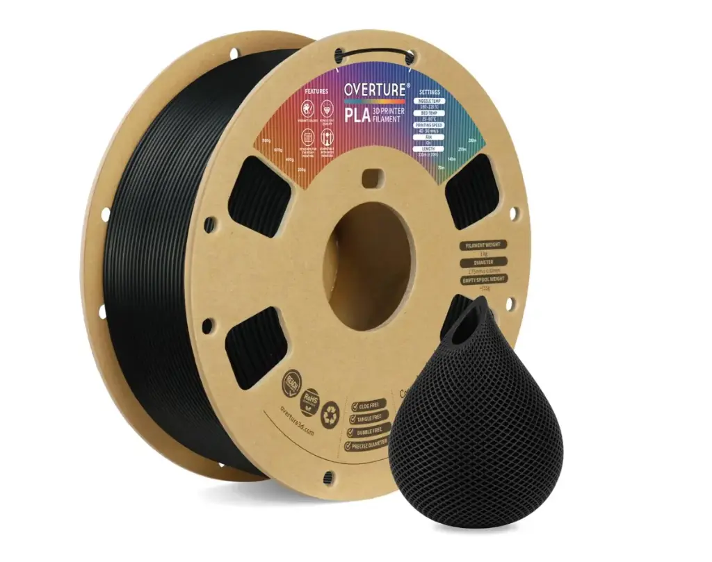 PLA Filament 1.75mm, Neatly Wound 3D Printer Filament 1kg Spool (2.2lbs), Dimensional Accuracy +/- 0.02 mm, Fit Most FDM 3D Printers (Black 1-Pack)