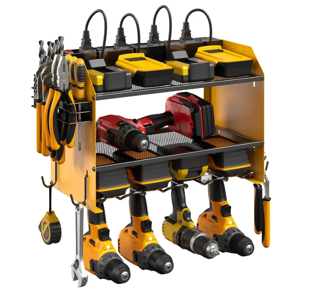 Modular Power Tool Organizer Wall Mount with Charging Station